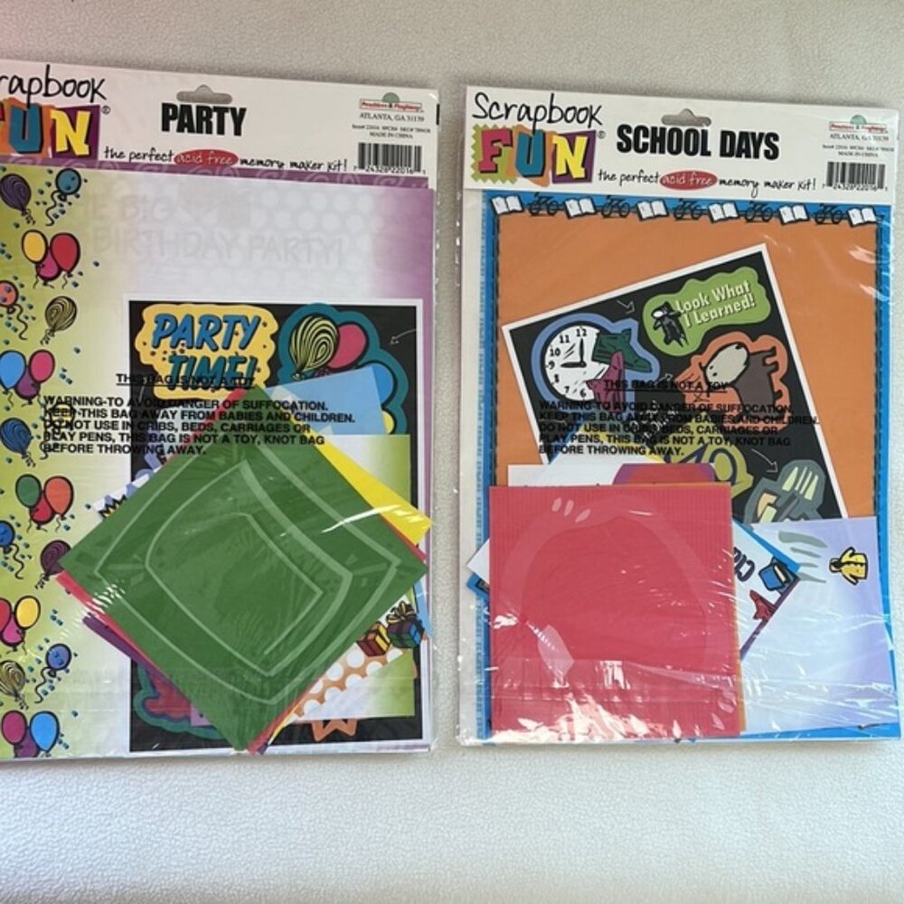 Scrapbook Fun Kits School Days (25 pieces) / Party (24 pieces)  Acid Free